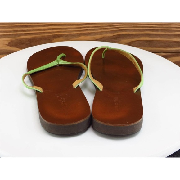 Garnet Hill‎ Size 9 M Women Sandal Flip Flop Green Leather - Picture 7 of 10